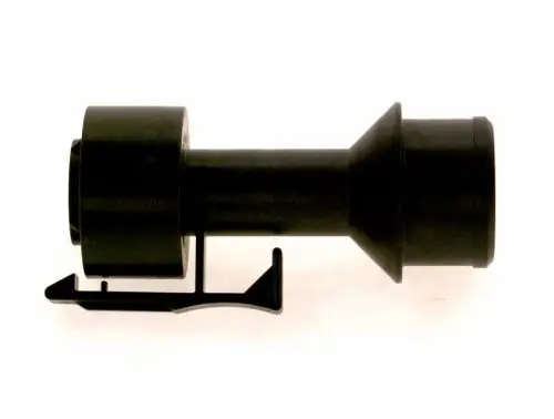 Schwarzer Venturistutzen mit Anschlussclip, hergestellt von Bosch. Das Produkt hat eine konische Form und einen breiten Durchmesser auf einer Seite.